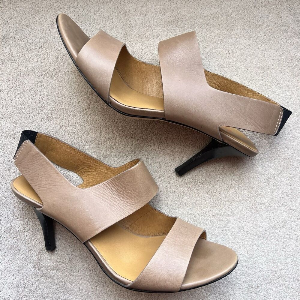 Michael Kors Tan Leather Slingback Heeled Sandal‎ Heels Women 8.5 M Designer - Picture 3 of 16
